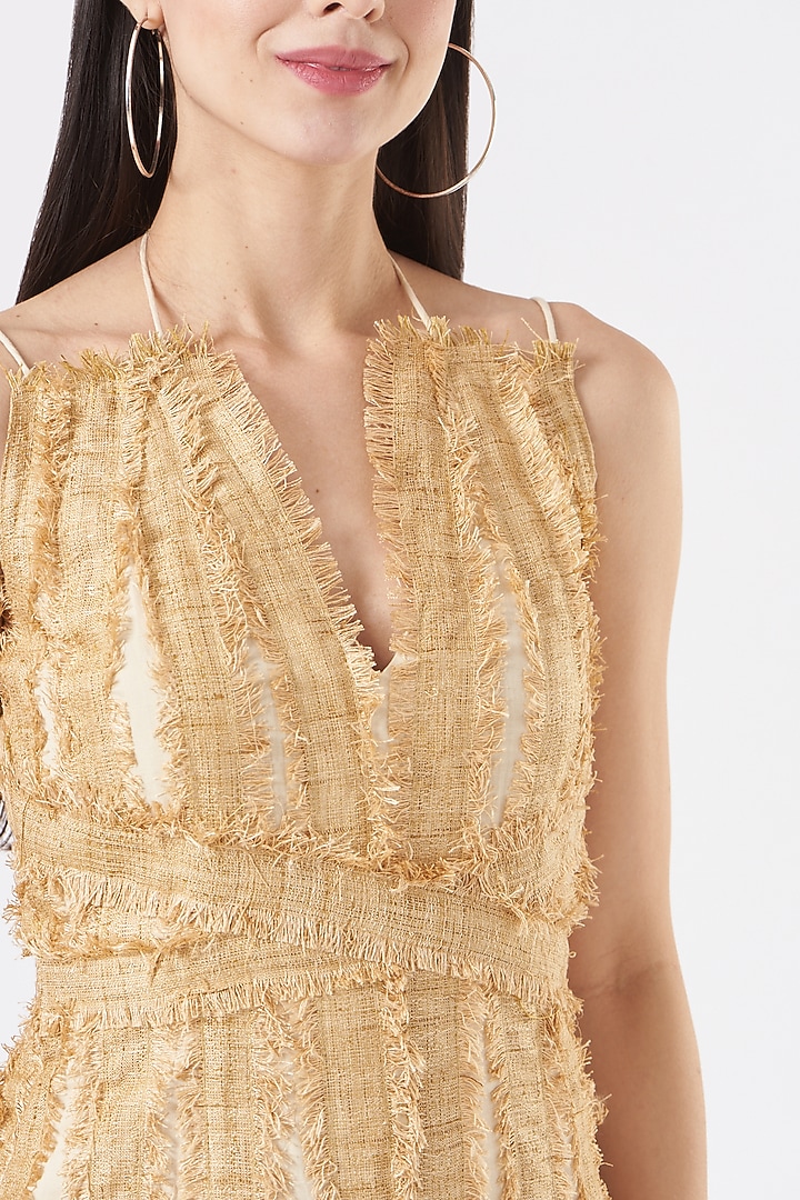 Beige Embroidered Maxi Summer Dress by EAST 14 at Pernia's Pop Up Shop