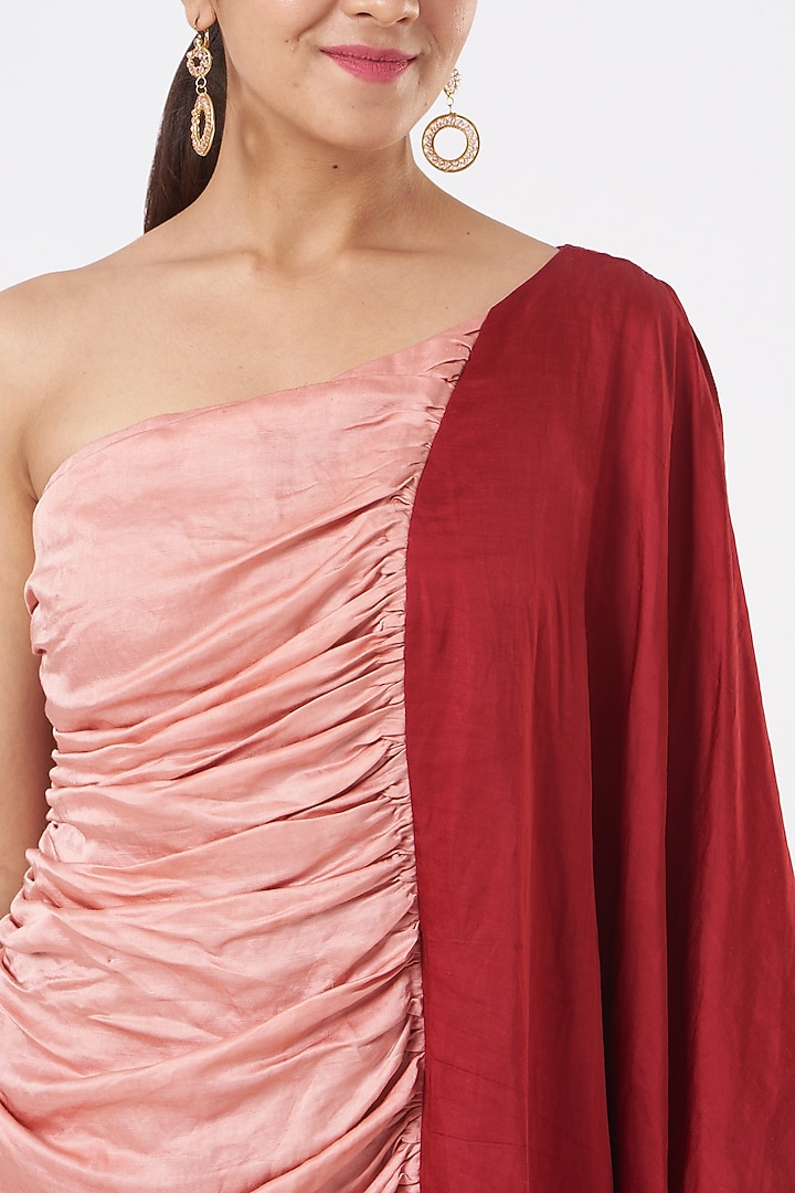 Peach & Red Linen Summer Dress by EAST 14 at Pernia's Pop Up Shop