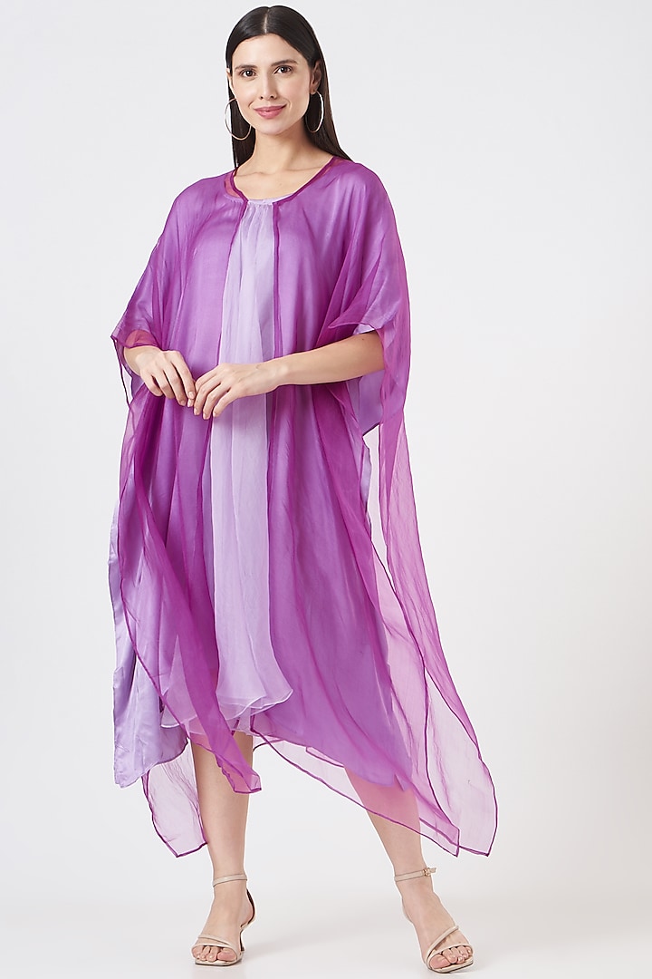 Purple Silk Kaftan Set by EAST 14