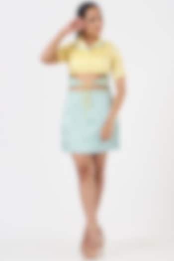 Yellow Embroidered Skirt Set by EAST 14