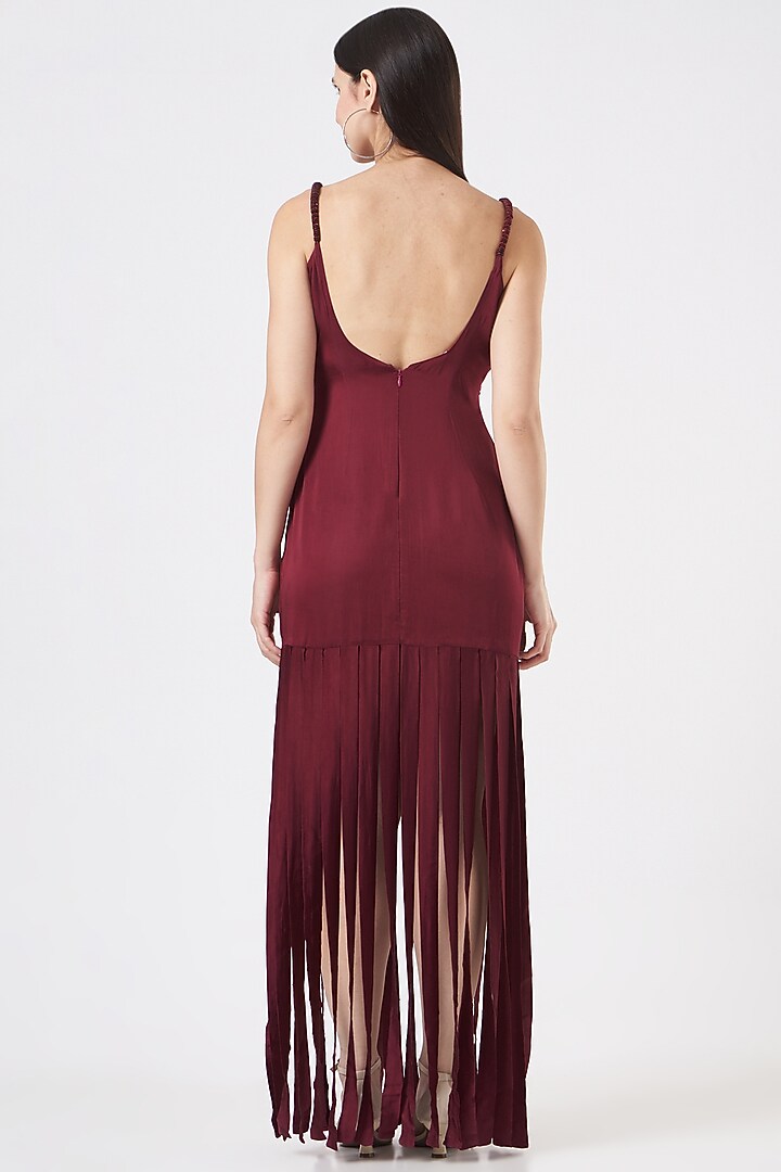 Maroon Hand Embroidered Party Wear Gown by EAST 14 at Pernia's Pop Up Shop