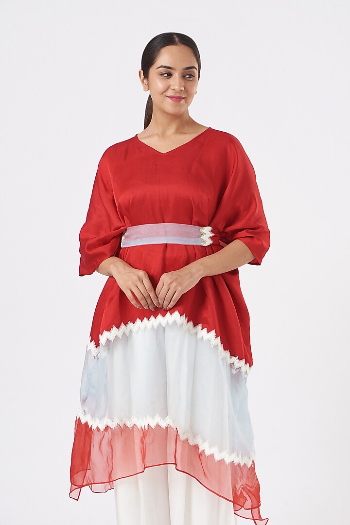 Red Embroidered Kaftan by EAST 14 at Pernia's Pop Up Shop