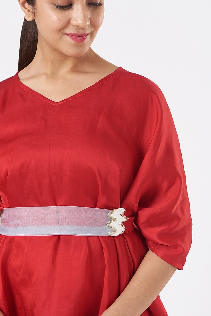 Red Embroidered Kaftan by EAST 14 at Pernia's Pop Up Shop