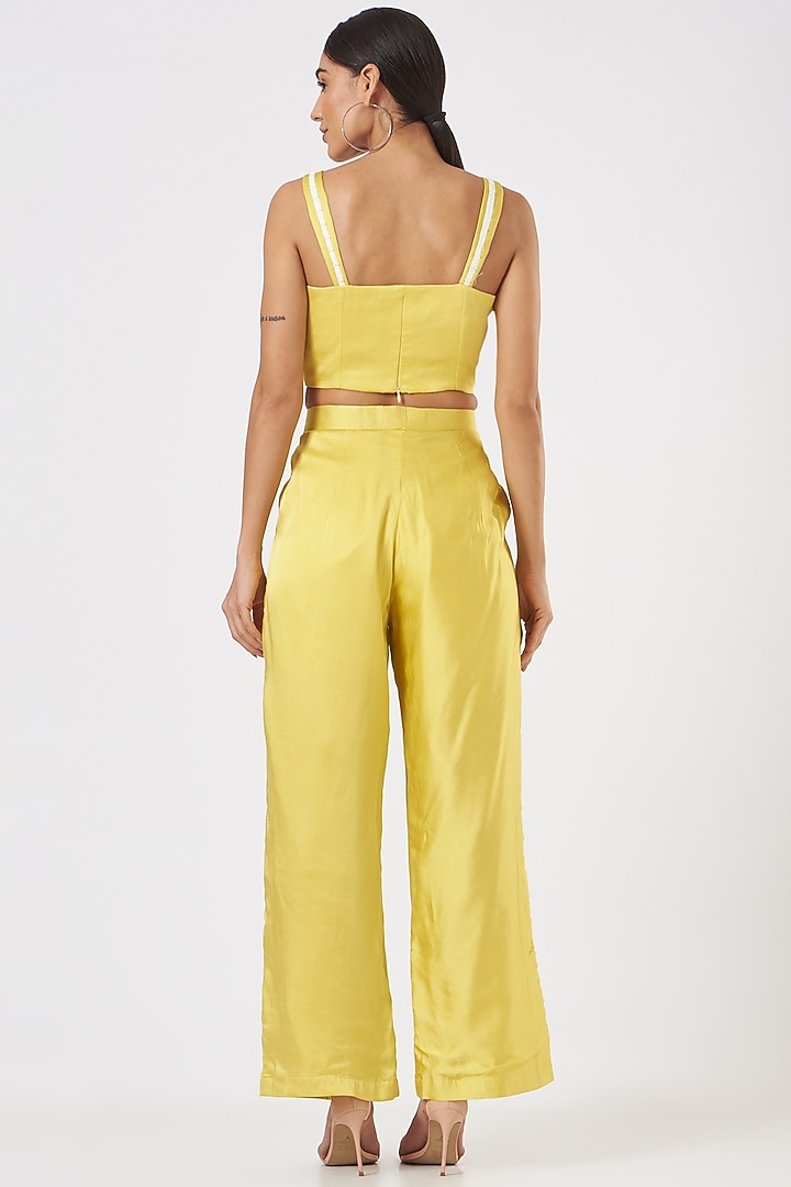 Yellow Satin Pant Set by EAST 14 at Pernia's Pop Up Shop