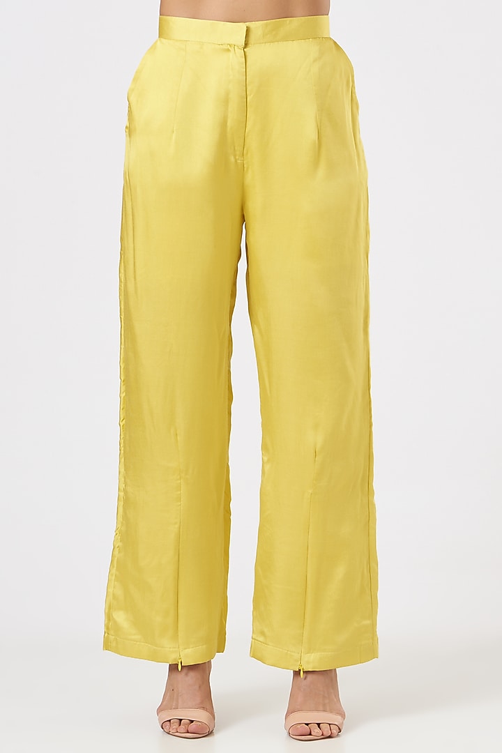 Yellow Satin Pant Set by EAST 14 at Pernia's Pop Up Shop