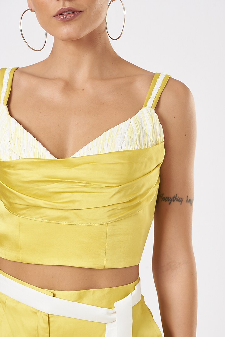 Yellow Satin Pant Set by EAST 14 at Pernia's Pop Up Shop