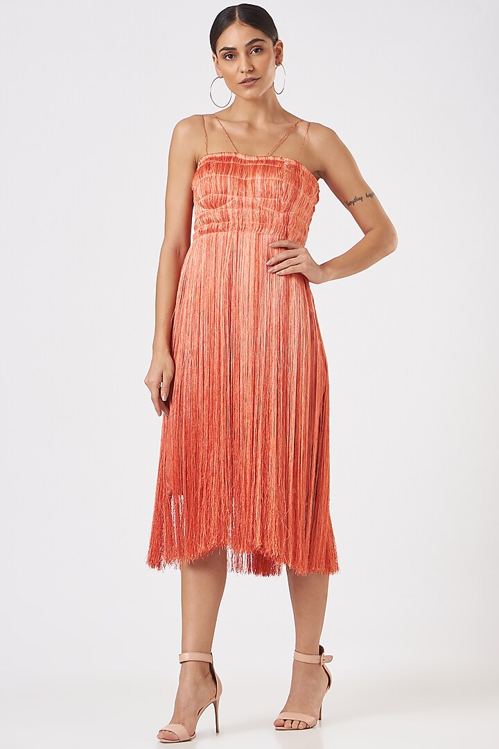 Orange Hand Embroidered Ombre Summer Dress by EAST 14 at Pernia's Pop Up Shop