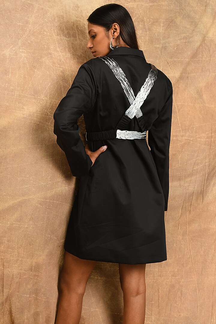 Black Tencel Satin Jacket Set by EAST 14 at Pernia's Pop Up Shop