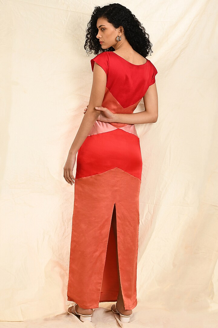 Orange Linen Satin Maxi Summer Dress by EAST 14 at Pernia's Pop Up Shop