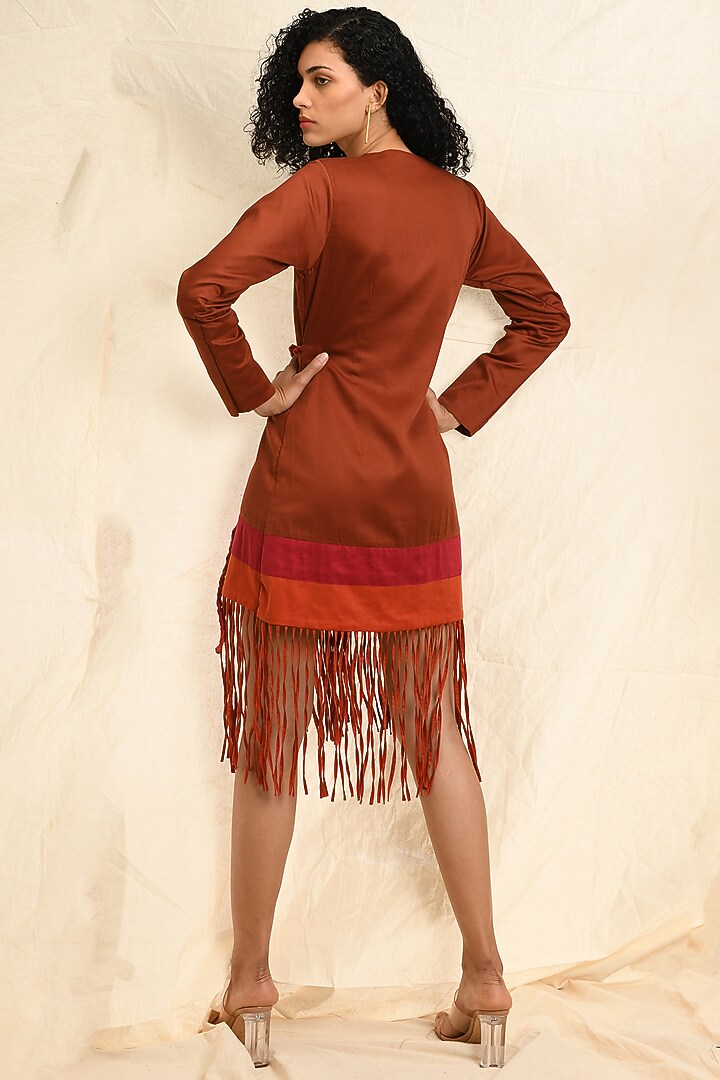 Rust Tencel Satin Wrap Summer Dress by EAST 14 at Pernia's Pop Up Shop