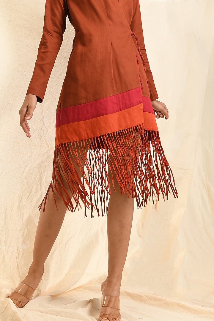 Rust Tencel Satin Wrap Summer Dress by EAST 14 at Pernia's Pop Up Shop