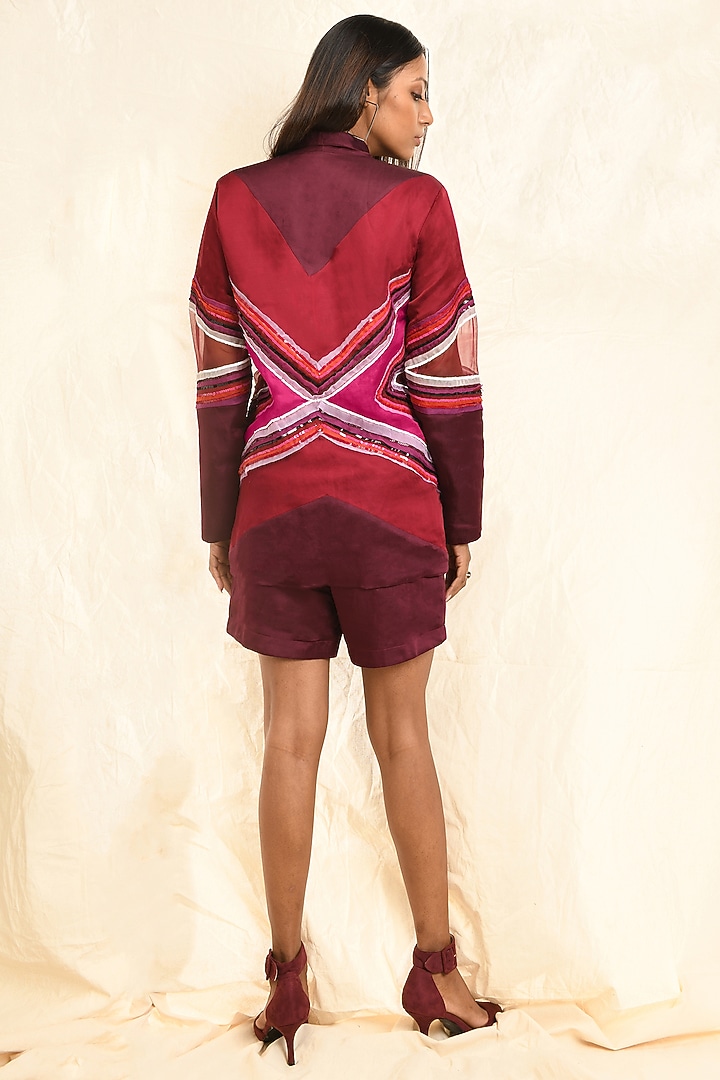 Wine Linen Satin Co-Ord Set by EAST 14 at Pernia's Pop Up Shop