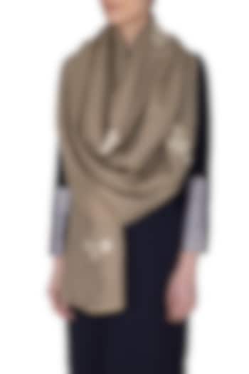 Beige Reversible Embroidered Stole by Eastern Roots