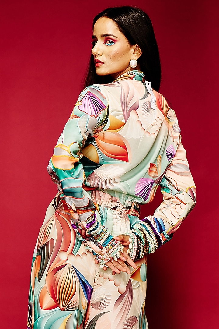 Multi-Colored Modal Satin Shirt by Esha L Amin at Pernia's Pop Up Shop