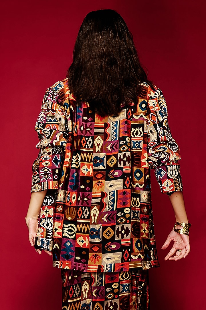 Maroon Viscose Blazer by Esha L Amin at Pernia's Pop Up Shop
