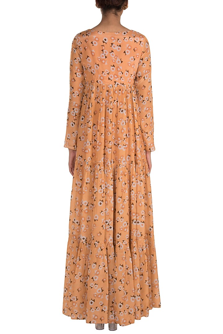 Yellow Embroidered Printed Wedding Anarkali With Dupatta by Ease at Pernia's Pop Up Shop