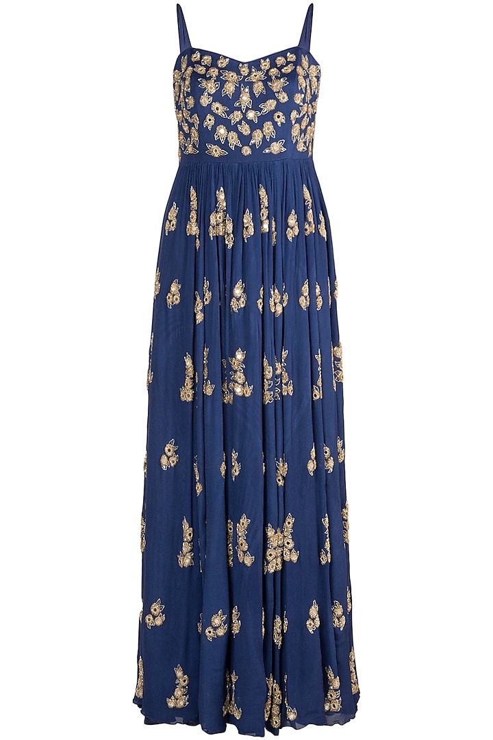 Royal Blue Embroidered Gown by Ease