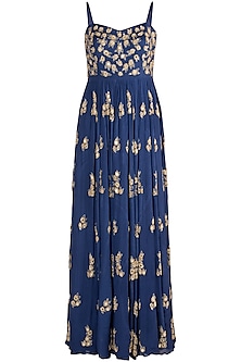 Royal Blue Embroidered Gown Design by Ease at Pernia's Pop Up Shop 2023