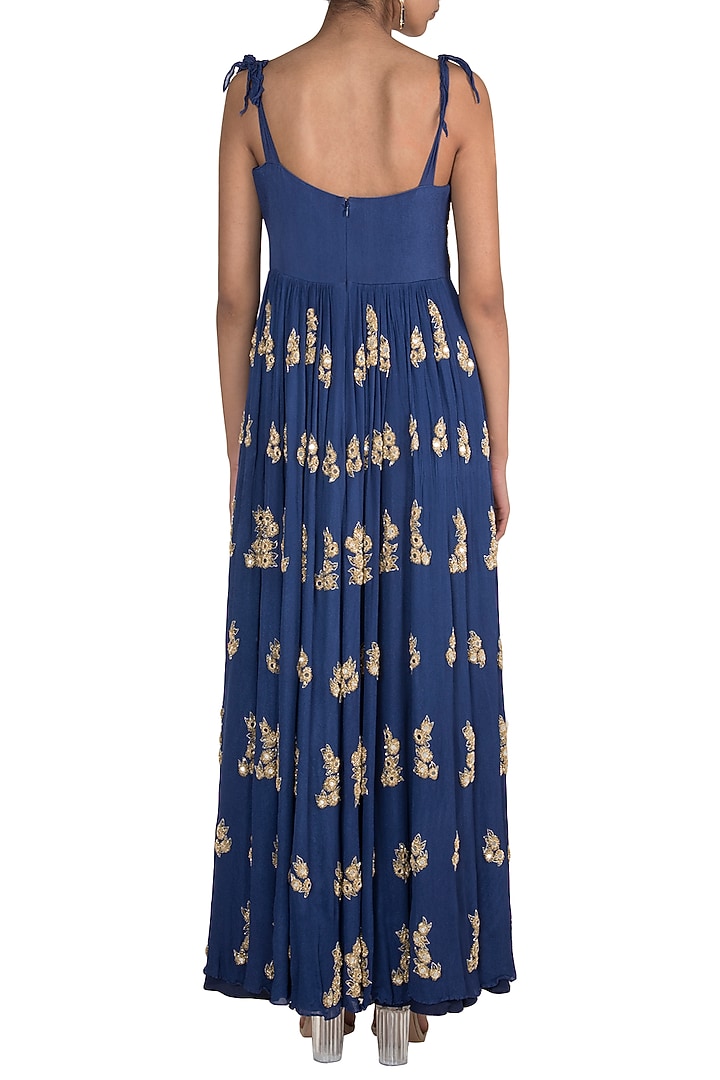 Royal Blue Embroidered Gown by Ease at Pernia's Pop Up Shop
