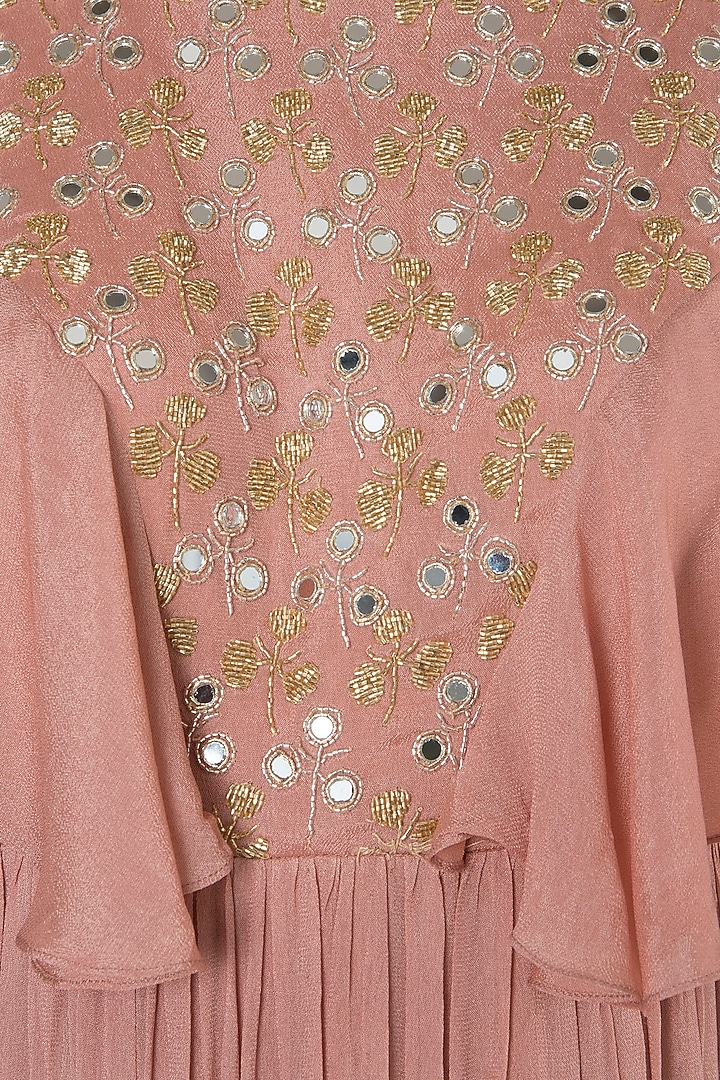 Mauve Pink Embroidered Party Wear Anarkali With Dupatta by Ease at Pernia's Pop Up Shop