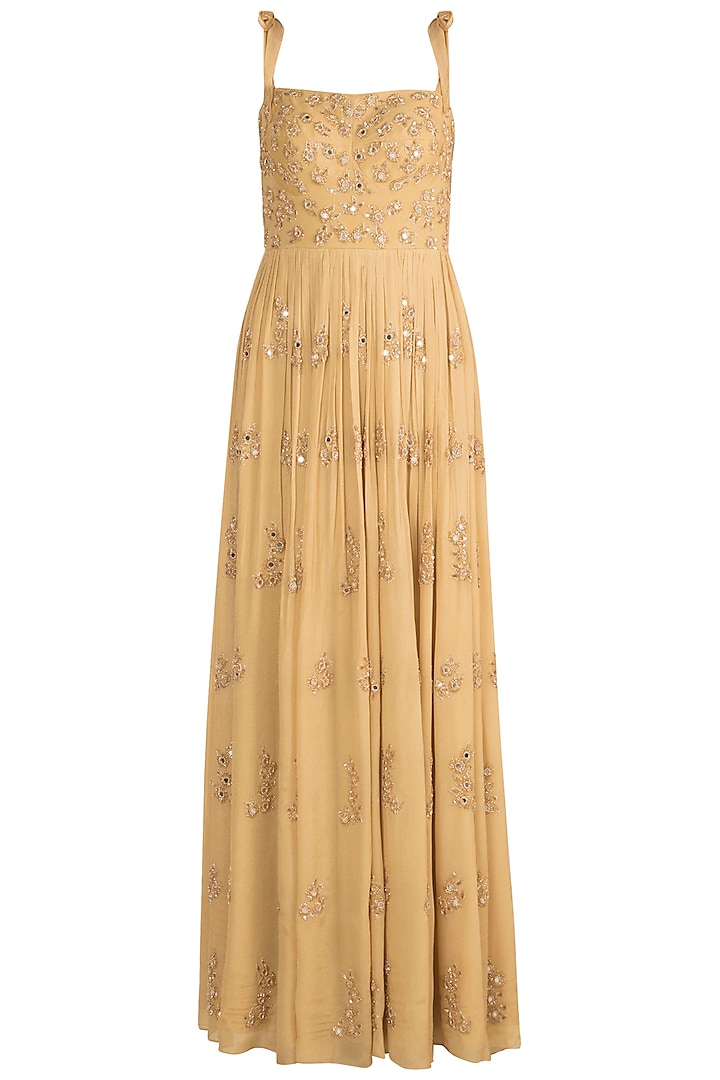 Yellow Embroidered Gown by Ease