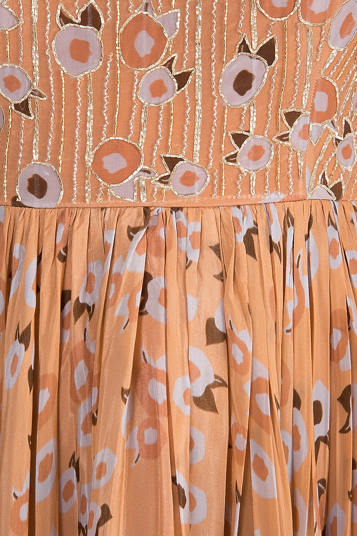 Peach Embroidered Printed Wedding Anarkali With Dupatta by Ease at Pernia's Pop Up Shop