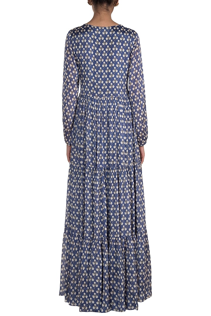 Blue Embroidered Printed Maxi Vacation Dress by Ease at Pernia's Pop Up Shop