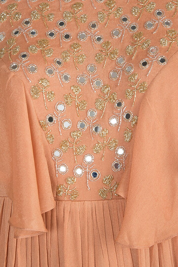 Peach Embroidered Party Wear Anarkali & Yellow Dupatta by Ease at Pernia's Pop Up Shop