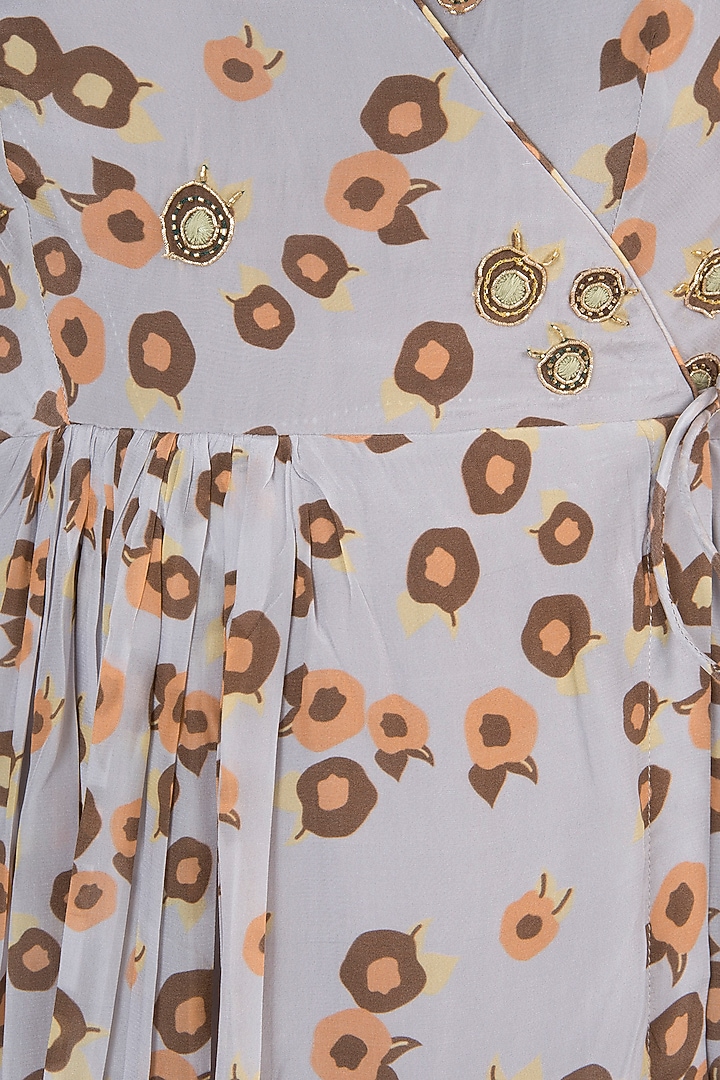 Light Lilac Embroidered Printed Tie-Up Anarkali Kurta by Ease at Pernia's Pop Up Shop