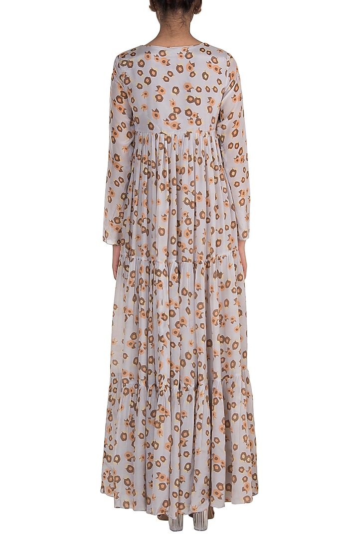 Light Lilac Embroidered & Printed Wedding Anarkali With Dupatta by Ease at Pernia's Pop Up Shop