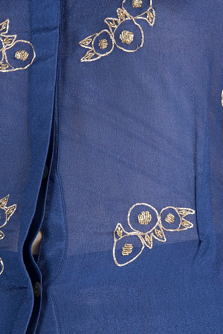 Royal Blue Embroidered Top With Flared Palazzo Pants by Ease at Pernia's Pop Up Shop