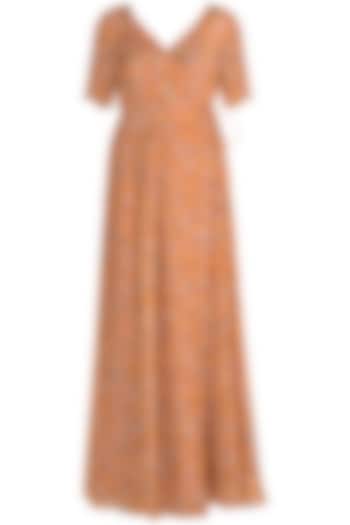 Peach Embroidered Printed Tie-Up Kurta by Ease at Pernia's Pop Up Shop