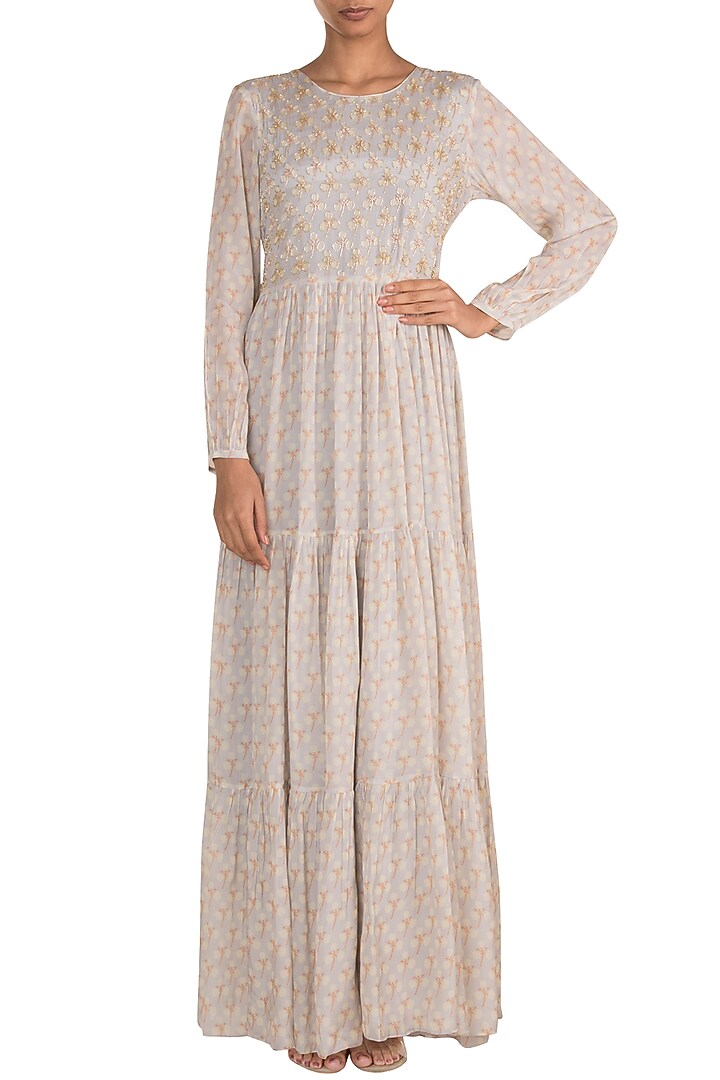Light Lilac Embroidered Printed Maxi Vacation Dress by Ease at Pernia's Pop Up Shop