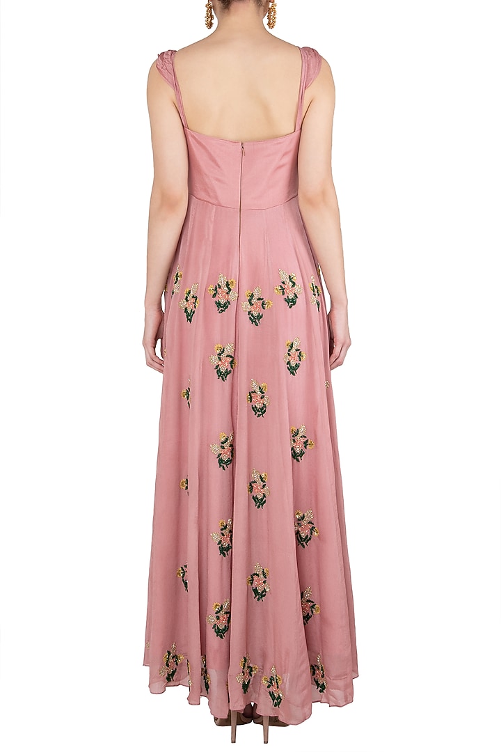 Mauve floral embroidered anarkali gown set available only at Pernia's Pop Up Shop.