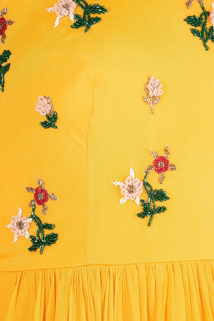 Yellow embroidered anarkali gown set available only at Pernia's Pop Up Shop.