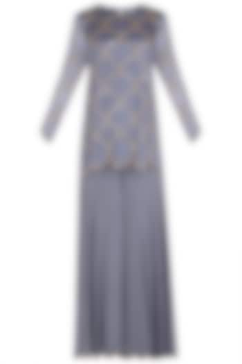 Lilac Embroidered Kurta with Palazzo Pants by Ease