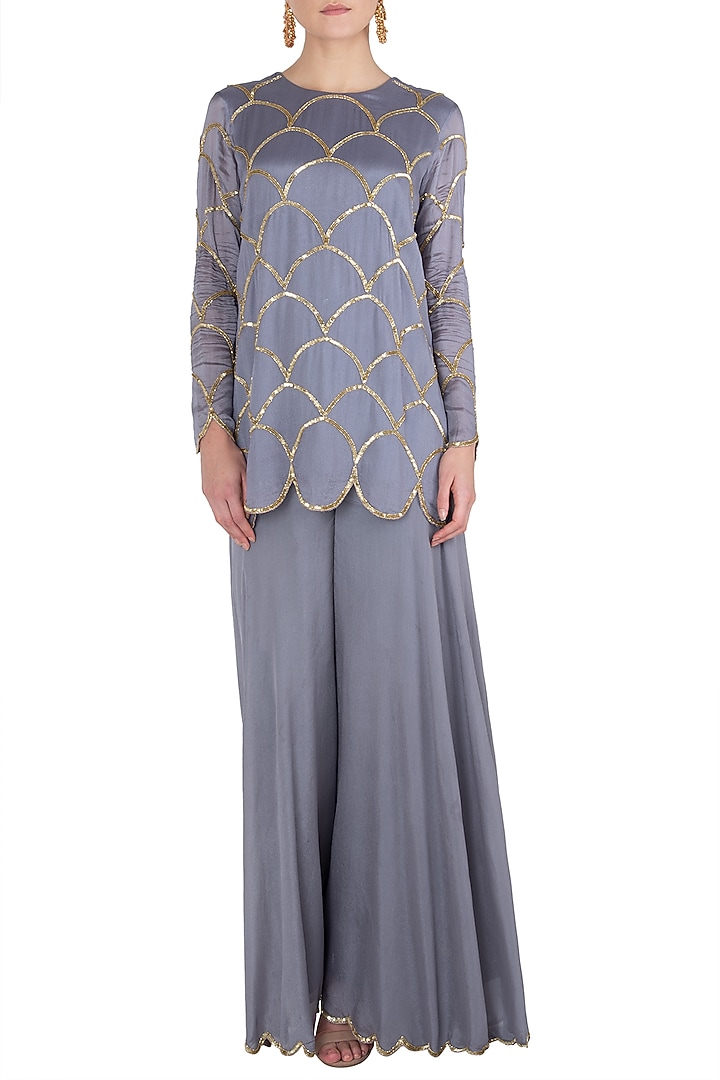 Lilac embroidered kurta with palazzo pants available only at Pernia's Pop Up Shop.