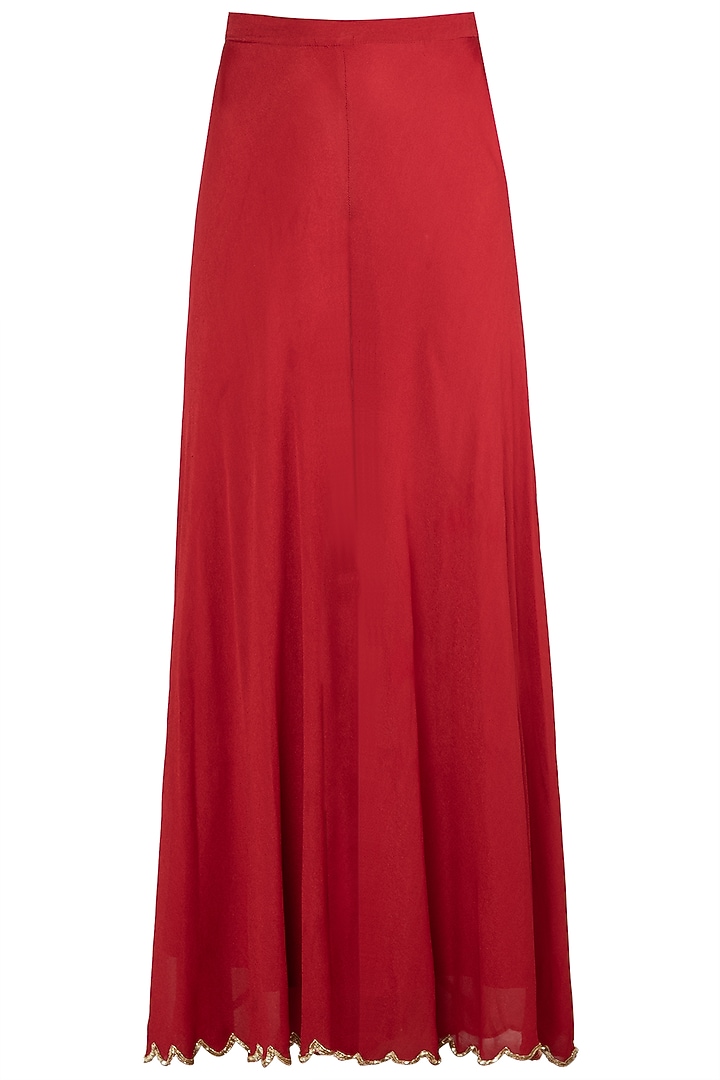 Red embroidered kurta with palazzo pants set available only at Pernia's Pop Up Shop.