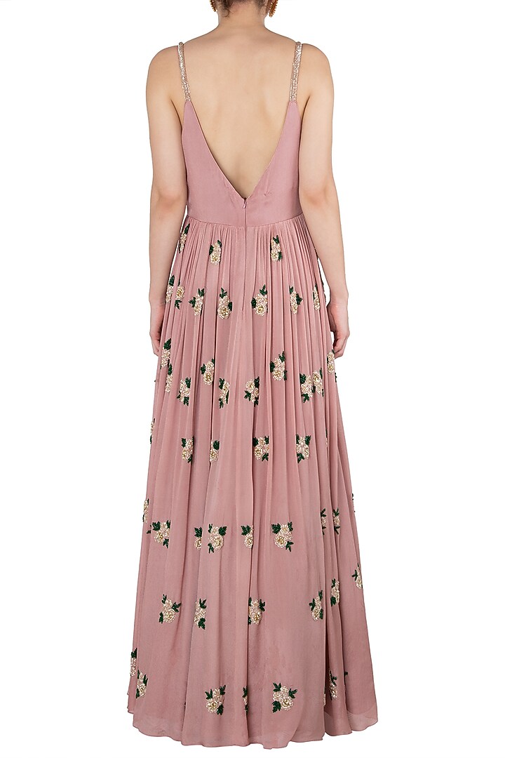 Mauve embroidered anarkali gown set available only at Pernia's Pop Up Shop.