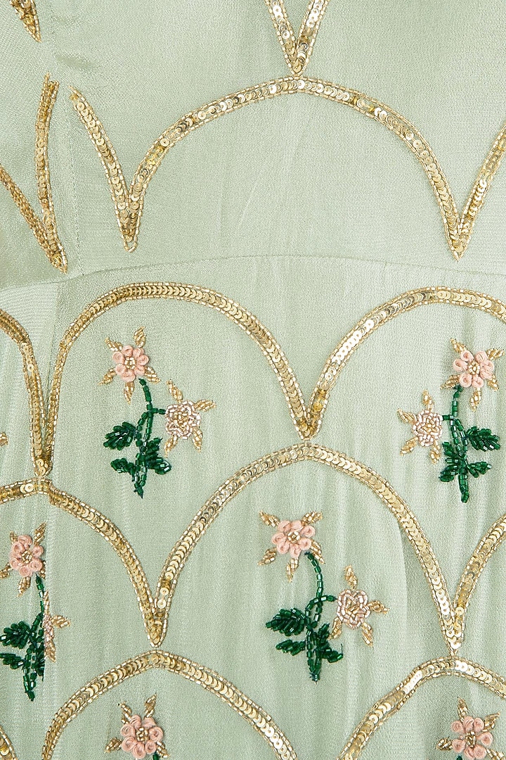 Pista green embroidered kurta with dhoti pants set available only at Pernia's Pop Up Shop.