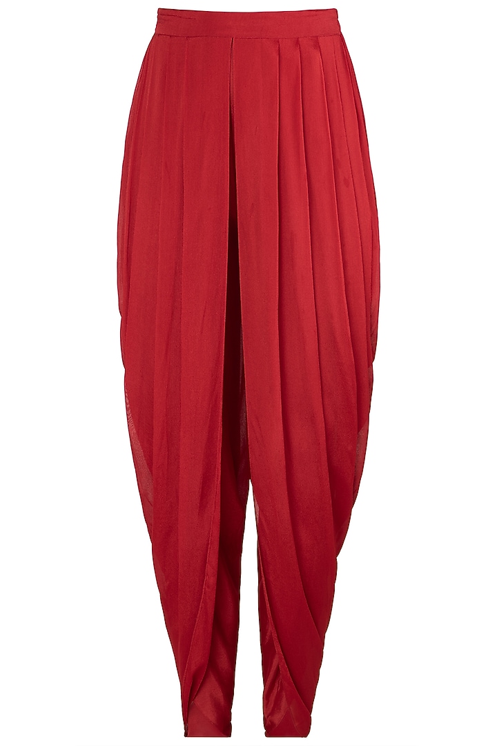 Red embroidered kurta with dhoti pants set available only at Pernia's Pop Up Shop.