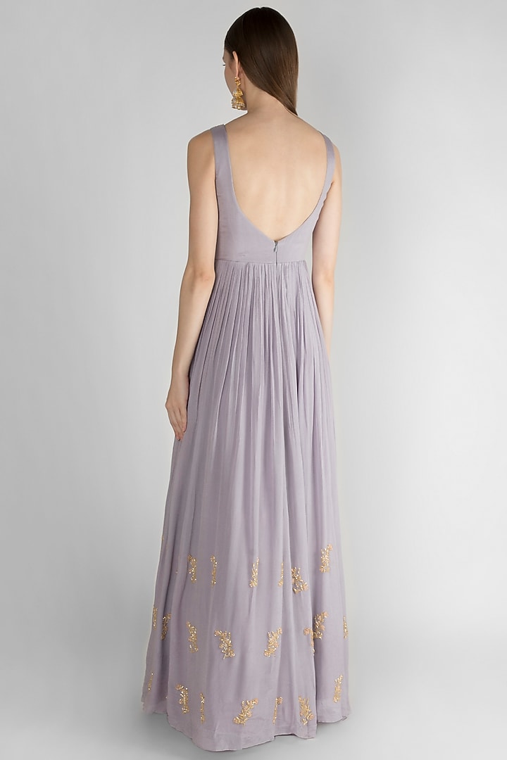 Light Purple Embroidered Wedding Anarkali With Dupatta by Ease at Pernia's Pop Up Shop