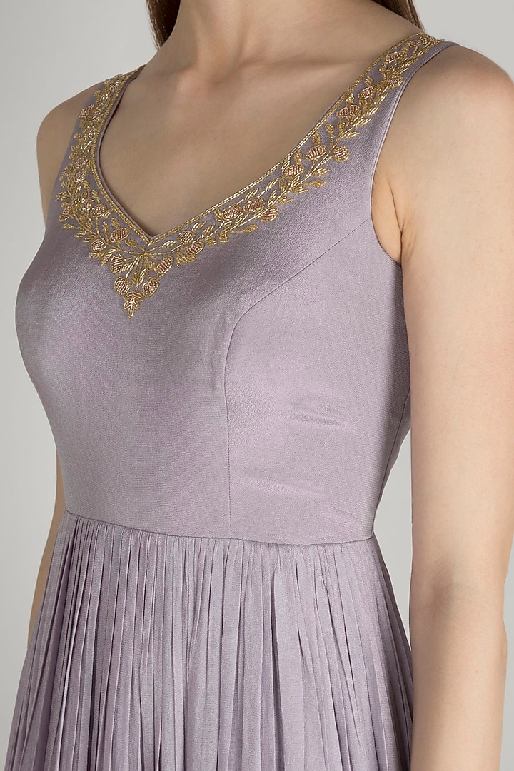 Light Purple Embroidered Wedding Anarkali With Dupatta by Ease at Pernia's Pop Up Shop