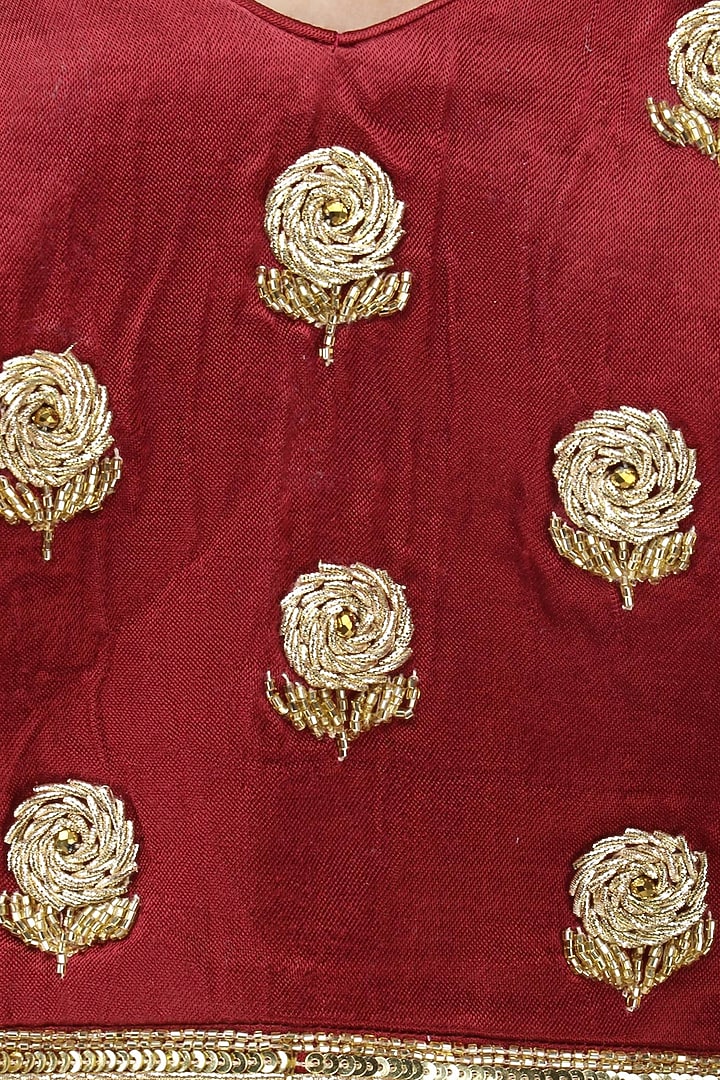Crimson Red embroidered lehenga set available only at Pernia's Pop Up Shop.