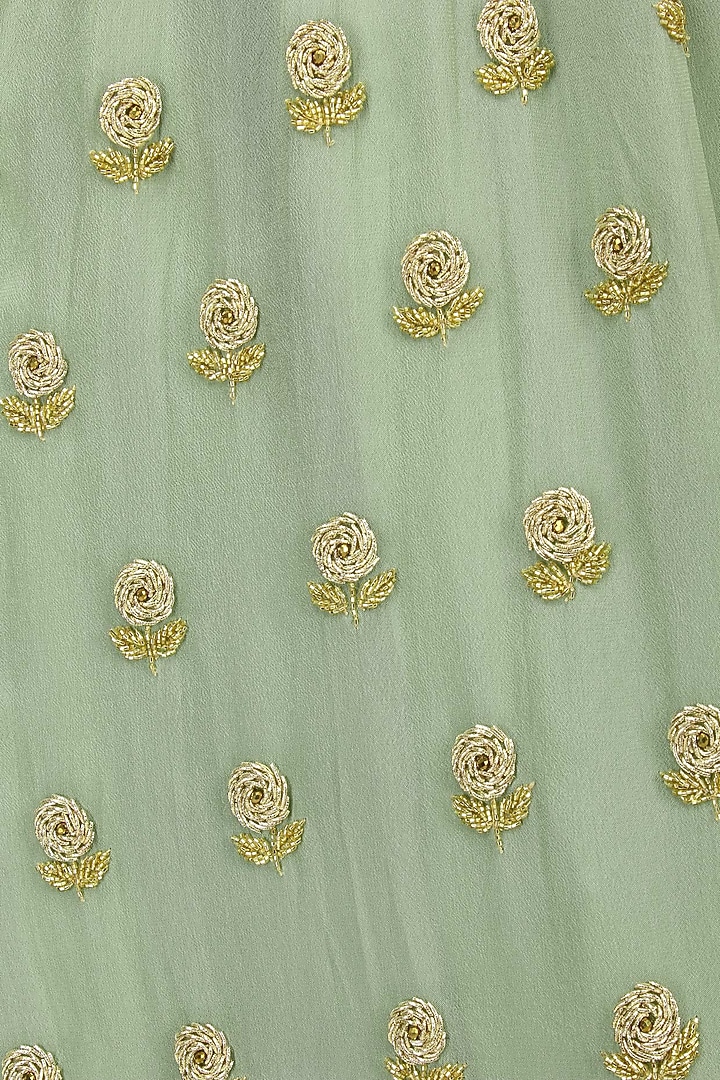 Pista and lime embroidered lehenga set available only at Pernia's Pop Up Shop.