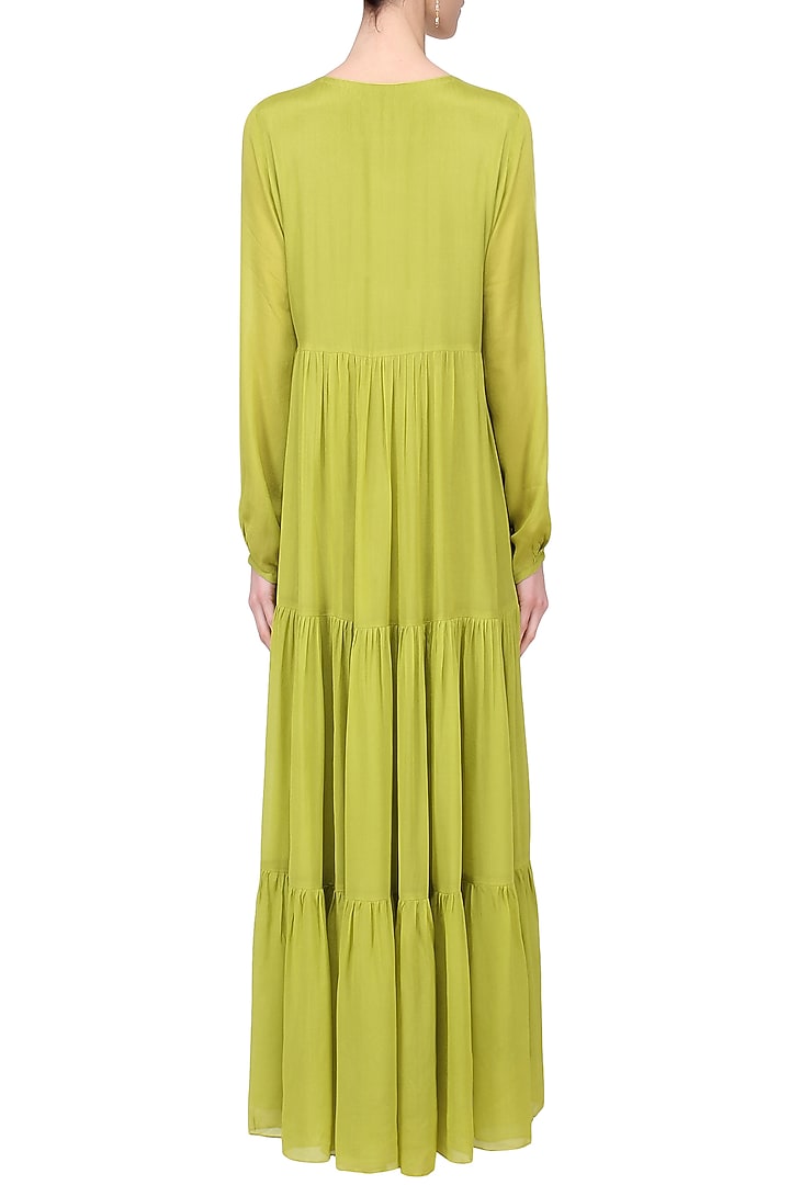 Lime Layered Maxi Dress available only at Pernia's Pop Up Shop.