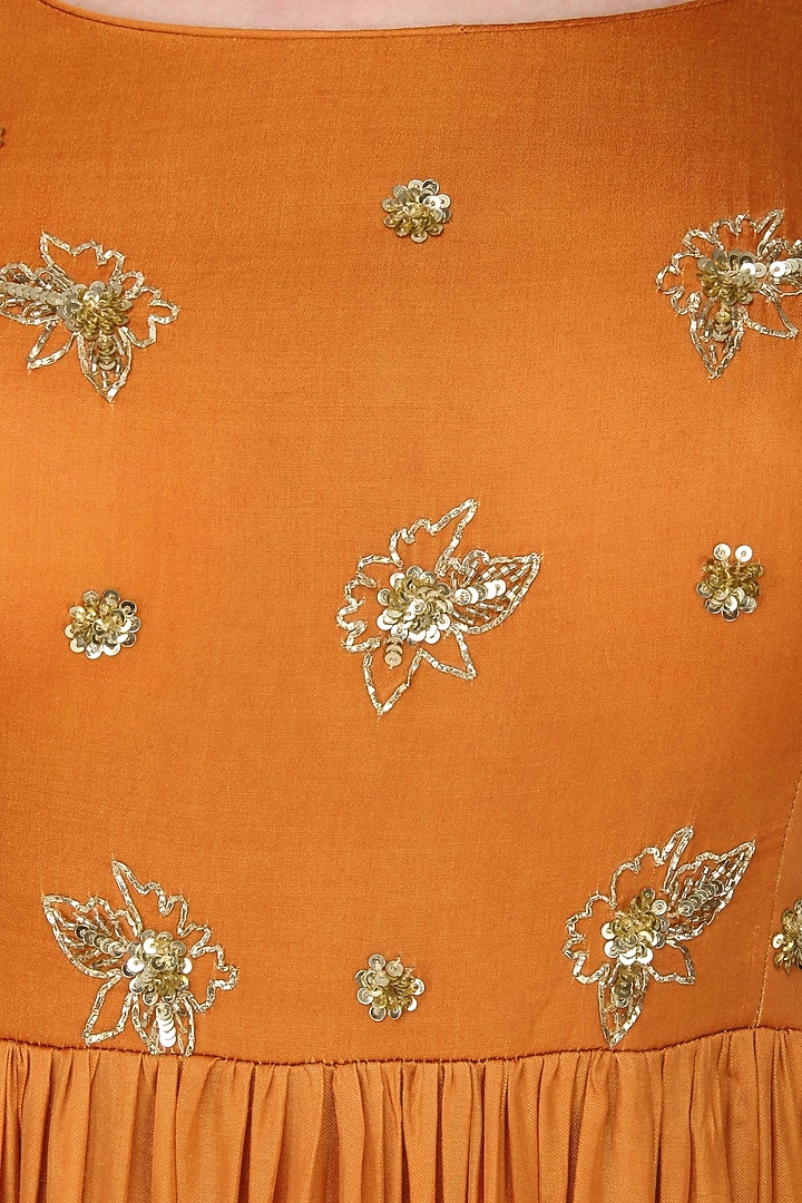 Mustard embroidered Anarkali set available only at Pernia's Pop Up Shop.
