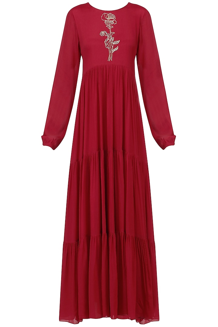 Red Layered Maxi Dress by Ease