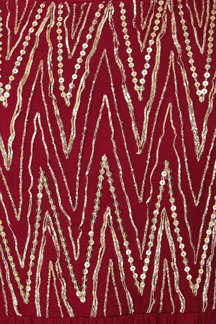 Crimson Red and mauve pink embroidered Anarkali setavailable only at Pernia's Pop Up Shop.