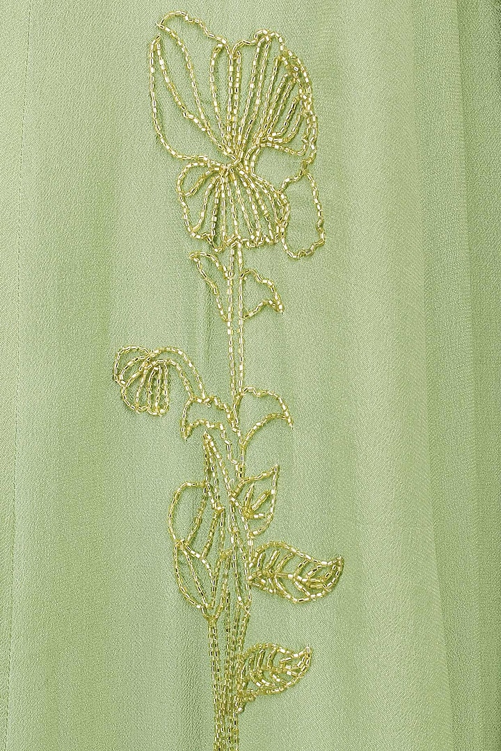 Pista and orange embroidered Anarkali set only at Pernia's Pop Up Shop.